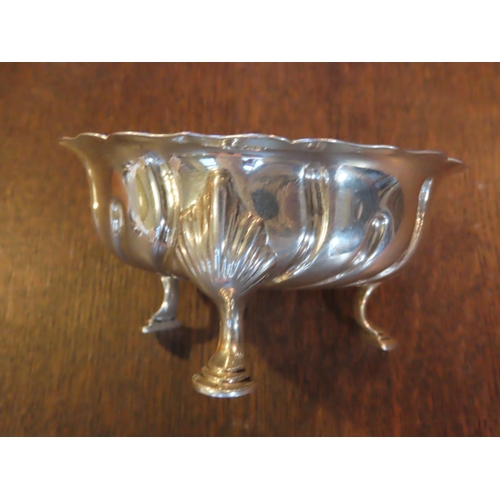 842 - Antique Solid Silver Salt Shaped Form on Decorated Supports Approximately 4 Inches Wide