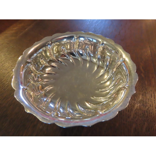 842 - Antique Solid Silver Salt Shaped Form on Decorated Supports Approximately 4 Inches Wide