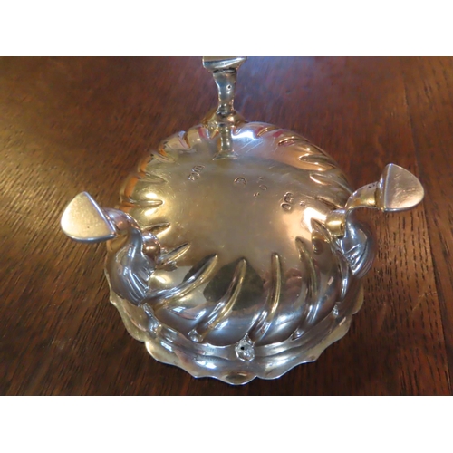 842 - Antique Solid Silver Salt Shaped Form on Decorated Supports Approximately 4 Inches Wide