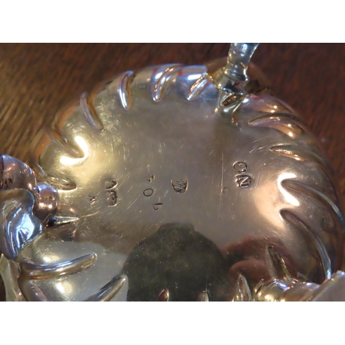 842 - Antique Solid Silver Salt Shaped Form on Decorated Supports Approximately 4 Inches Wide