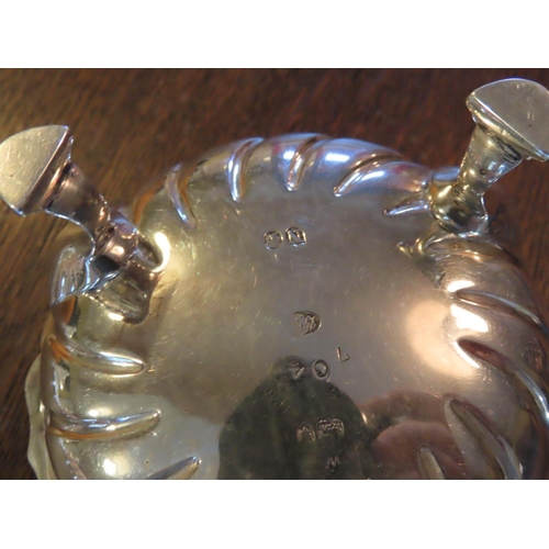 842 - Antique Solid Silver Salt Shaped Form on Decorated Supports Approximately 4 Inches Wide