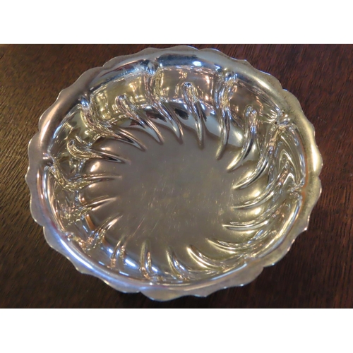 842 - Antique Solid Silver Salt Shaped Form on Decorated Supports Approximately 4 Inches Wide