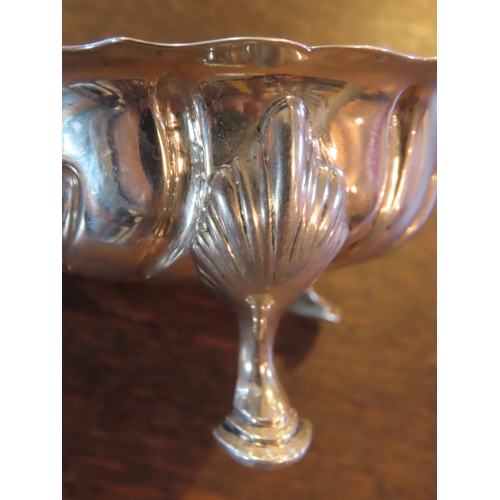 842 - Antique Solid Silver Salt Shaped Form on Decorated Supports Approximately 4 Inches Wide