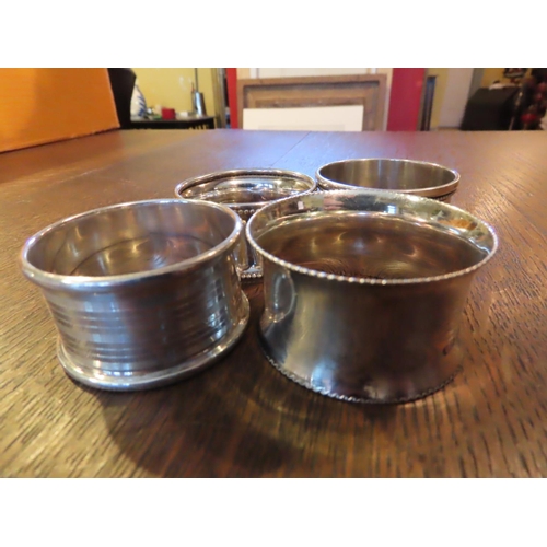 843 - Four Solid Silver Napkin Rings Antique