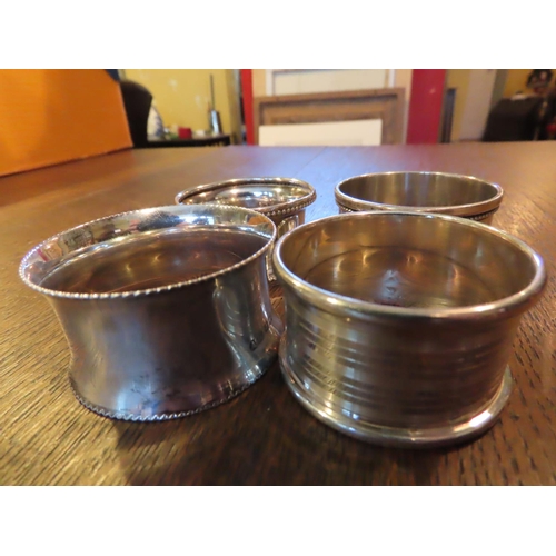 843 - Four Solid Silver Napkin Rings Antique