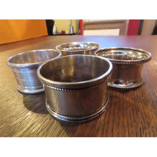 843 - Four Solid Silver Napkin Rings Antique