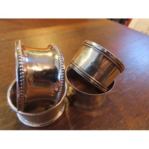 843 - Four Solid Silver Napkin Rings Antique