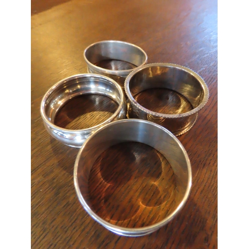 844 - Four Solid Silver Napkin Rings Antique