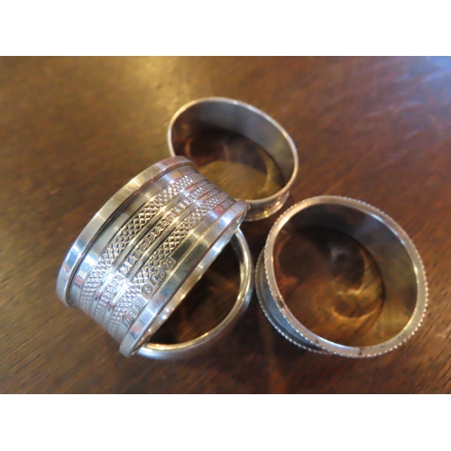 844 - Four Solid Silver Napkin Rings Antique