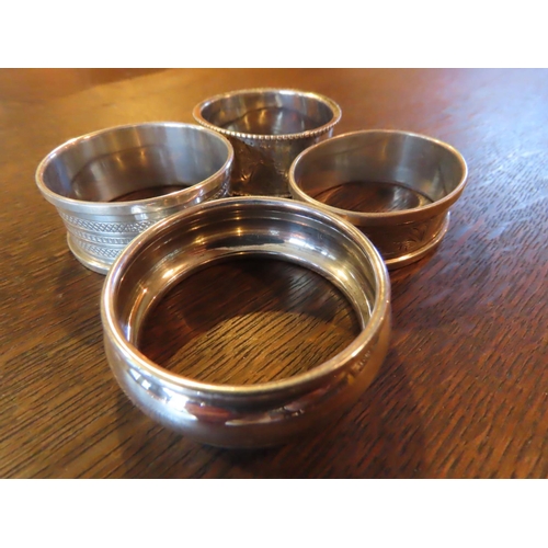 844 - Four Solid Silver Napkin Rings Antique