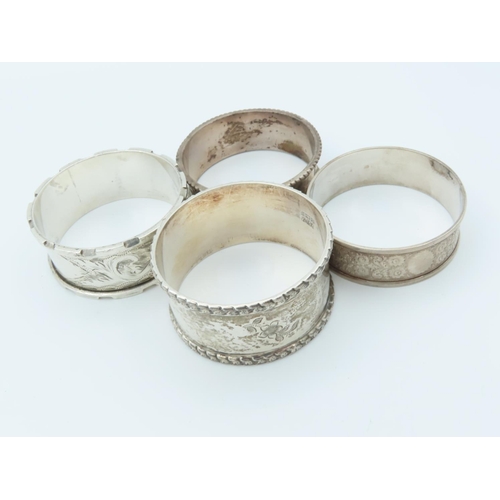 849 - Four Solid Silver Napkin Rings