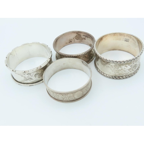 849 - Four Solid Silver Napkin Rings