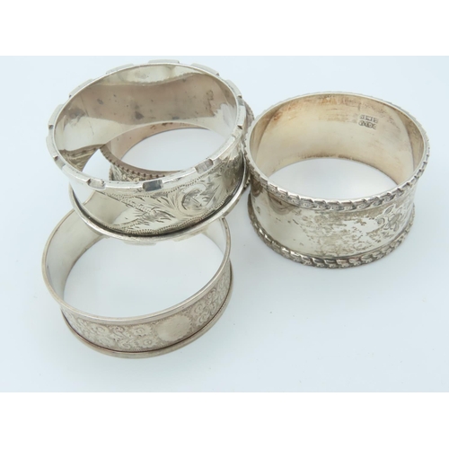 849 - Four Solid Silver Napkin Rings