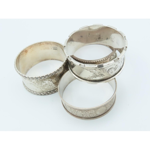 849 - Four Solid Silver Napkin Rings