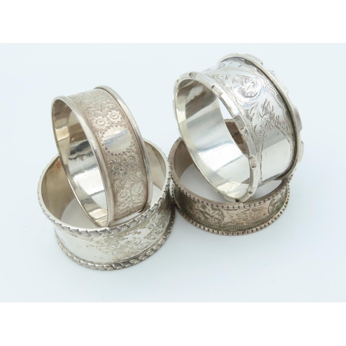 849 - Four Solid Silver Napkin Rings