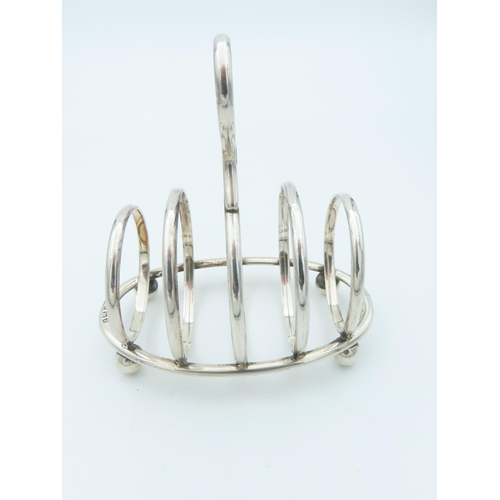 850 - Victorian Solid Silver Toast Rack of Oval Form with Ring Carry Handle