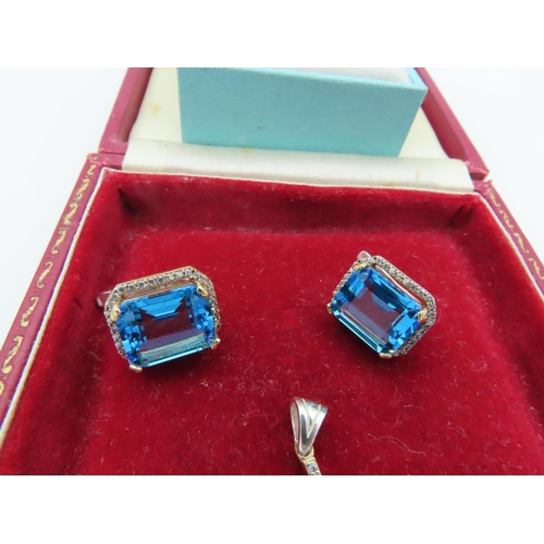 851 - Topaz Set Silver Mounted Ladies Suite Comprising Earrings, Necklace Pendant and Ring Size O and a Ha... 