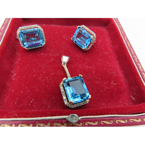 851 - Topaz Set Silver Mounted Ladies Suite Comprising Earrings, Necklace Pendant and Ring Size O and a Ha... 