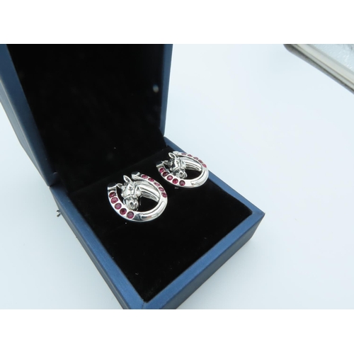 852 - Pair of Lucky Horse Shoe Motif Decorated Cuff Links