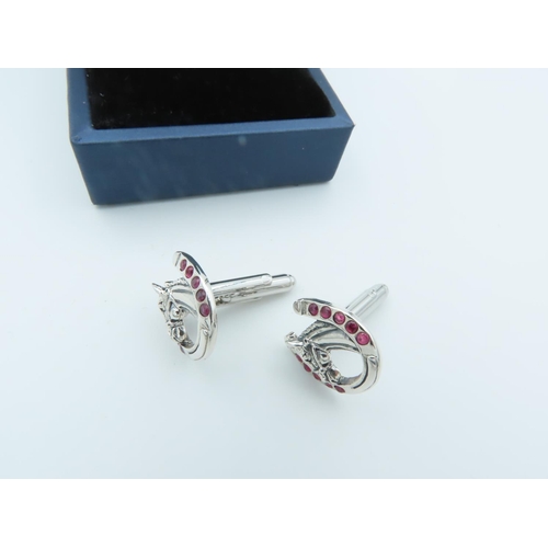 852 - Pair of Lucky Horse Shoe Motif Decorated Cuff Links