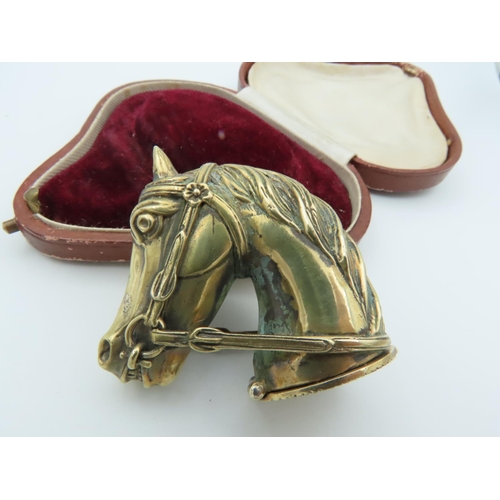 853 - Equine Motif Vesta Case with Hinged Cover and Striker