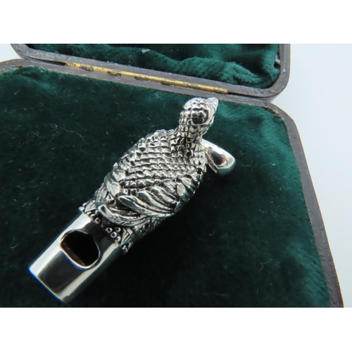 854 - Duck Decorated Solid Silver Whistle