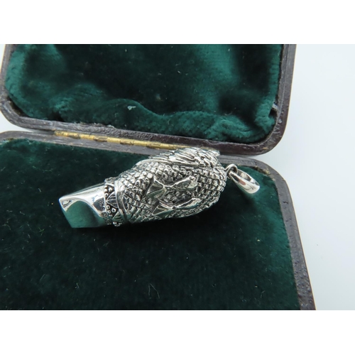 854 - Duck Decorated Solid Silver Whistle