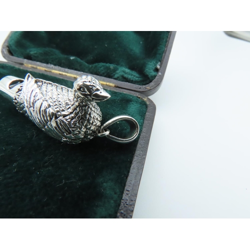 854 - Duck Decorated Solid Silver Whistle