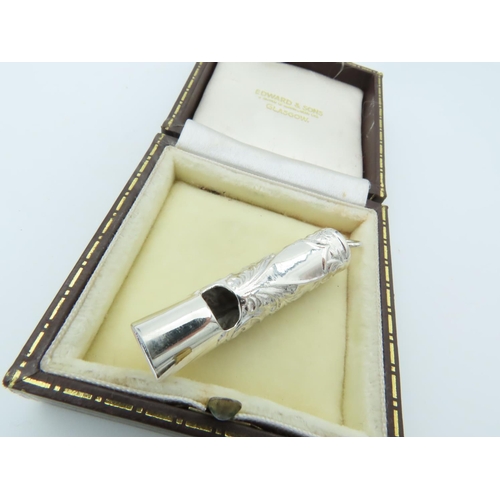 858 - Solid Silver Whistle with Engraved Decoration