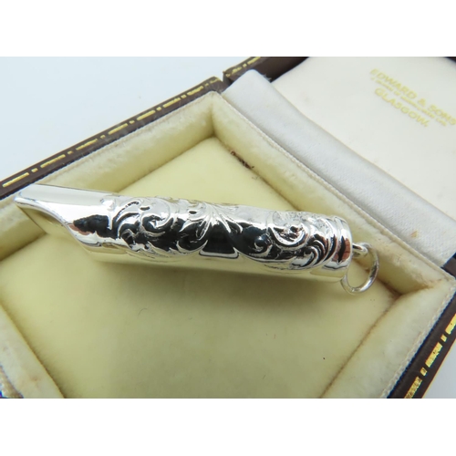 858 - Solid Silver Whistle with Engraved Decoration