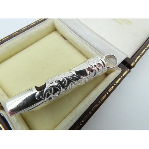 858 - Solid Silver Whistle with Engraved Decoration