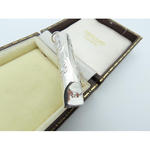 858 - Solid Silver Whistle with Engraved Decoration