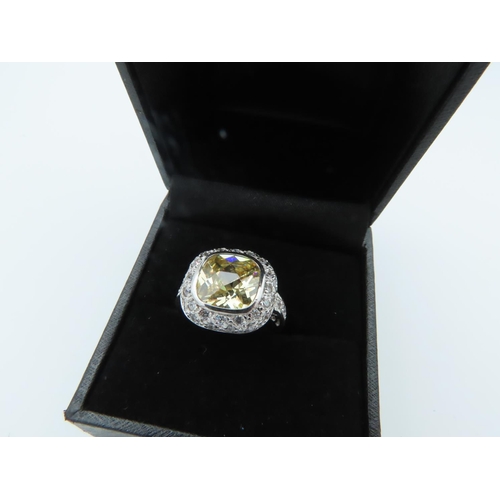 861 - Silver Centre Stone Gemset Ladies Ring Size N and a Half