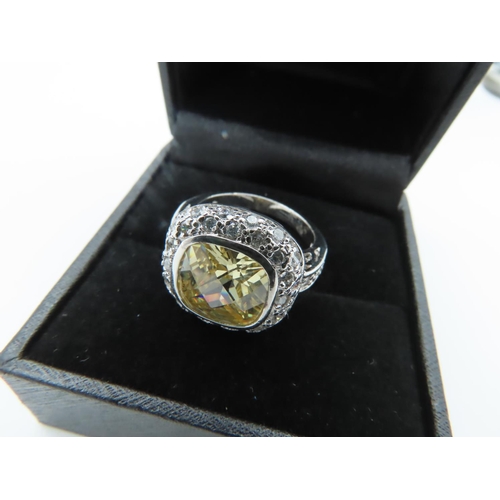 861 - Silver Centre Stone Gemset Ladies Ring Size N and a Half