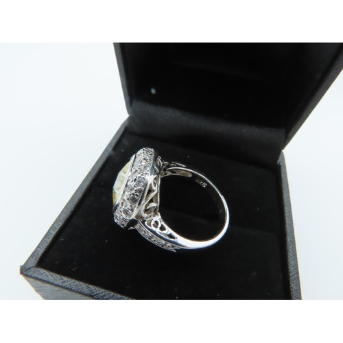 861 - Silver Centre Stone Gemset Ladies Ring Size N and a Half