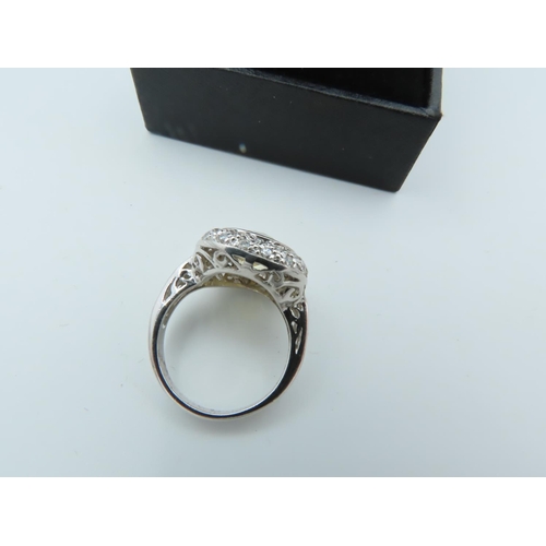 861 - Silver Centre Stone Gemset Ladies Ring Size N and a Half