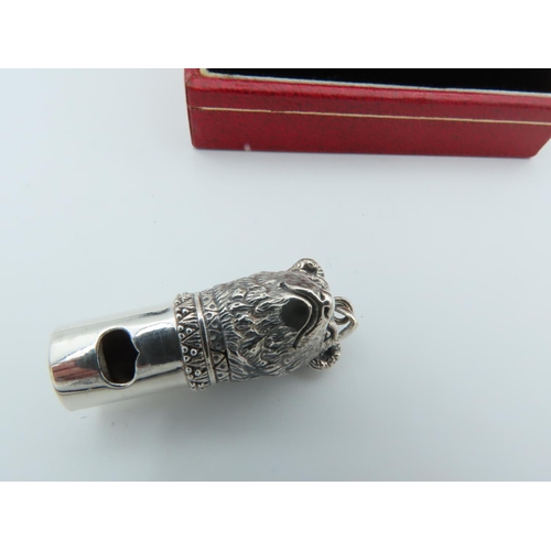 864 - Dog Motif Decorated Solid Silver Whistle