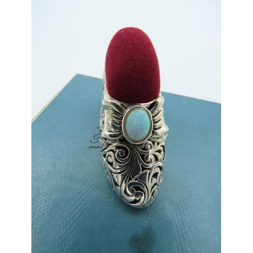 867 - Solid Silver Shoe Motif Pin Cushion with Opal Inset Decoration