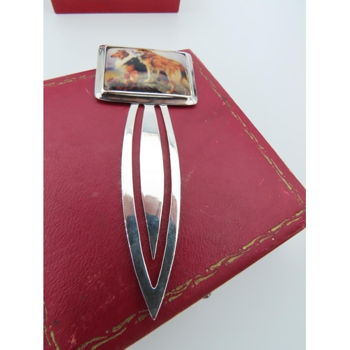 869 - Solid Silver Money Clip with Inset Dog Decorated Top