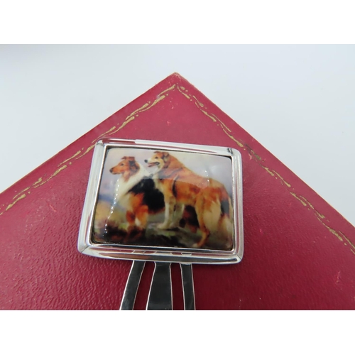 869 - Solid Silver Money Clip with Inset Dog Decorated Top