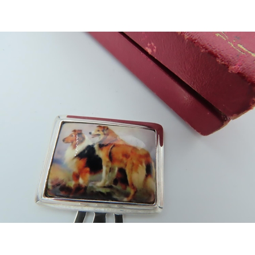 869 - Solid Silver Money Clip with Inset Dog Decorated Top