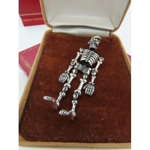 870 - Skeleton Decorated Solid Silver Pendant Articulated Form