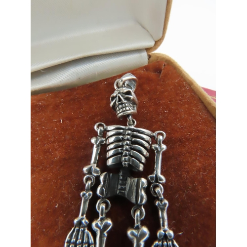 870 - Skeleton Decorated Solid Silver Pendant Articulated Form