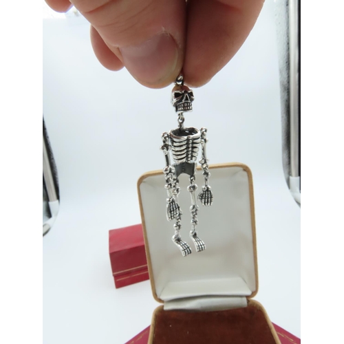 870 - Skeleton Decorated Solid Silver Pendant Articulated Form