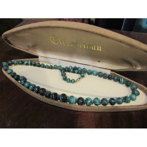 875 - Malachite Bead Necklace of Graduated Form Approximately 67cm Long