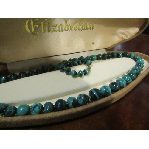 875 - Malachite Bead Necklace of Graduated Form Approximately 67cm Long