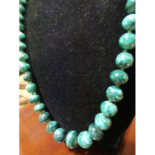 875 - Malachite Bead Necklace of Graduated Form Approximately 67cm Long