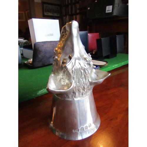 882 - Large Silver Stirrup Cup Depicting Fox Approximately 4 Inches High