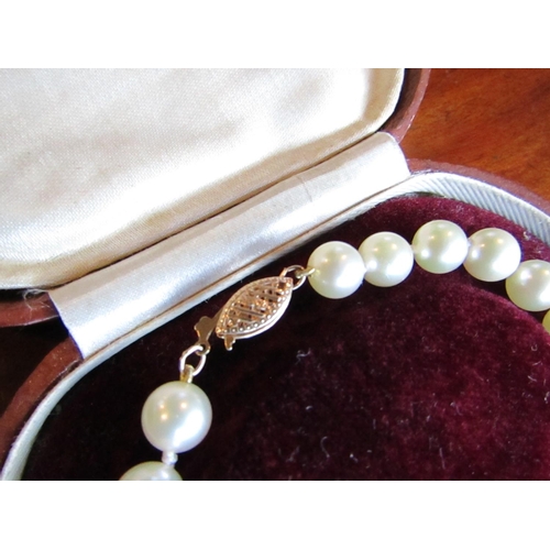 884 - Ladies Pearl Bracelet with 14 Carat Gold Clasp Attractive Colour