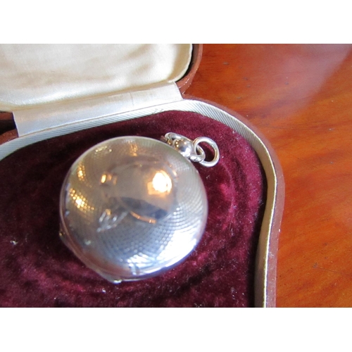 890 - George V Solid Silver Spring Loaded Sovereign Case Circular Globe Form with Hinged Cover